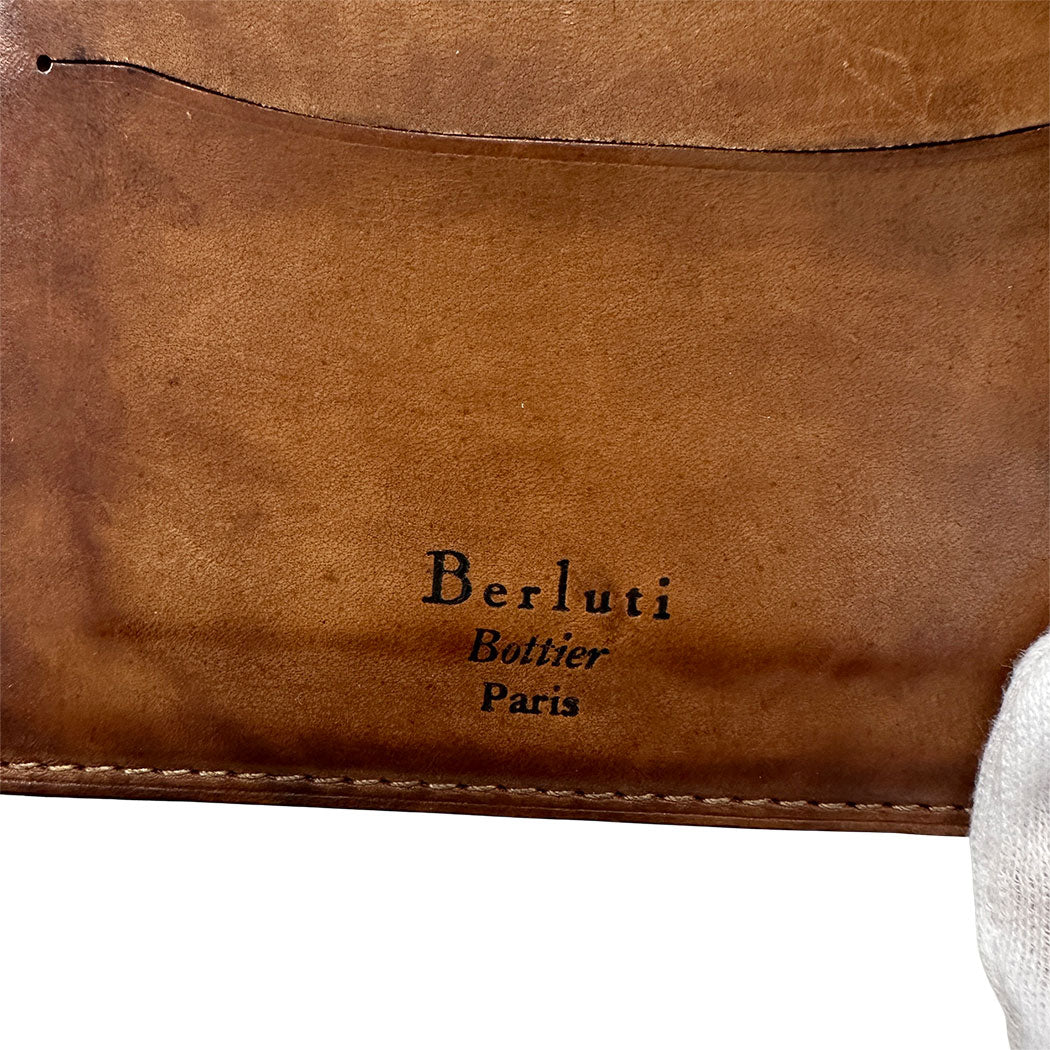 Berluti ベルルッティ 手帳カバー カリグラフィー ブラウン レザー メンズ 【中古】