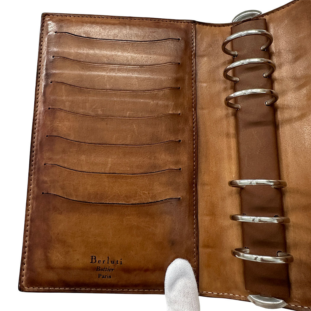 Berluti ベルルッティ 手帳カバー カリグラフィー ブラウン レザー メンズ 【中古】