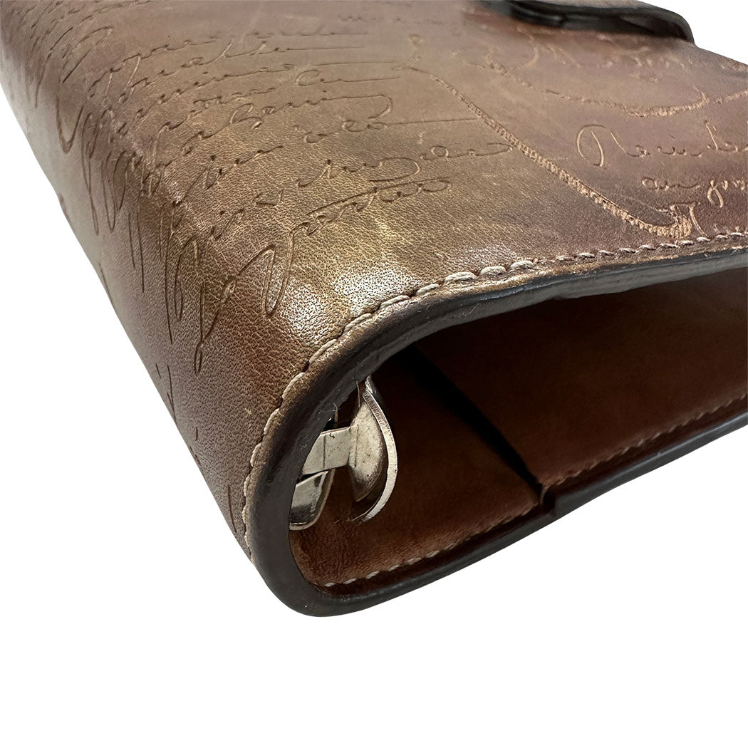 Berluti ベルルッティ 手帳カバー カリグラフィー ブラウン レザー メンズ 【中古】