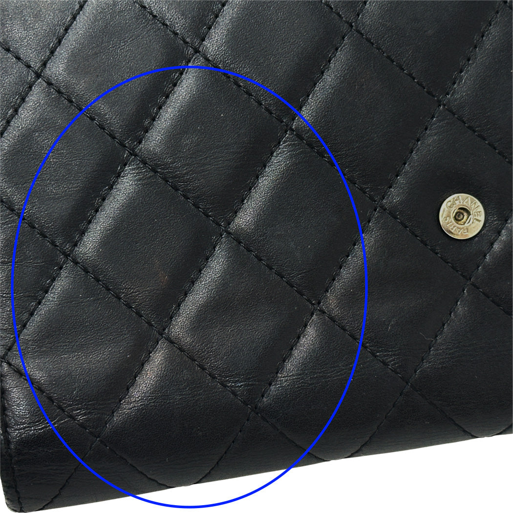 シャネル CHANEL 財布 カンボン レディース 長財布 レザー ブラック ピンク シルバー金具 ココマーク 可愛い おしゃれ 【中古】