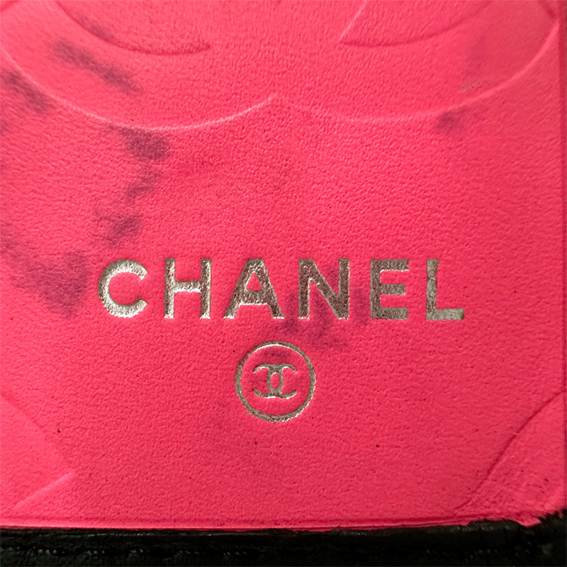 シャネル CHANEL 財布 カンボン レディース 長財布 レザー ブラック ピンク シルバー金具 ココマーク 可愛い おしゃれ 【中古】