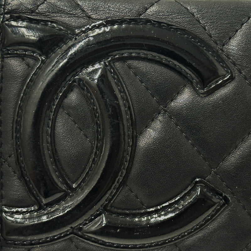 シャネル CHANEL 財布 カンボン レディース 長財布 レザー ブラック ピンク シルバー金具 ココマーク 可愛い おしゃれ 【中古】