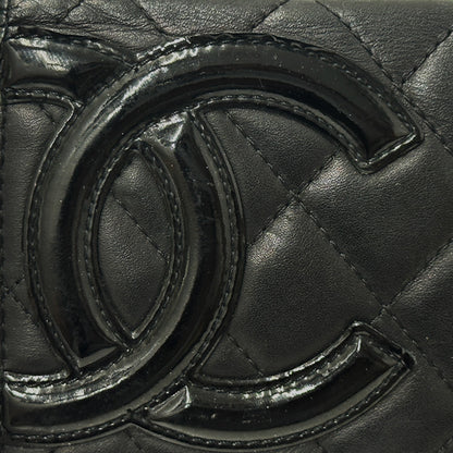 シャネル CHANEL 財布 カンボン レディース 長財布 レザー ブラック ピンク シルバー金具 ココマーク 可愛い おしゃれ 【中古】