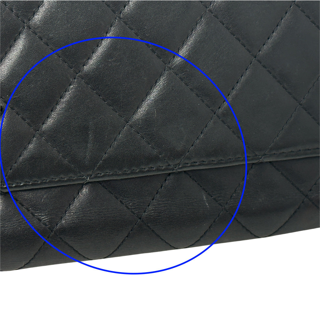 シャネル CHANEL 財布 カンボン レディース 長財布 レザー ブラック ピンク シルバー金具 ココマーク 可愛い おしゃれ 【中古】
