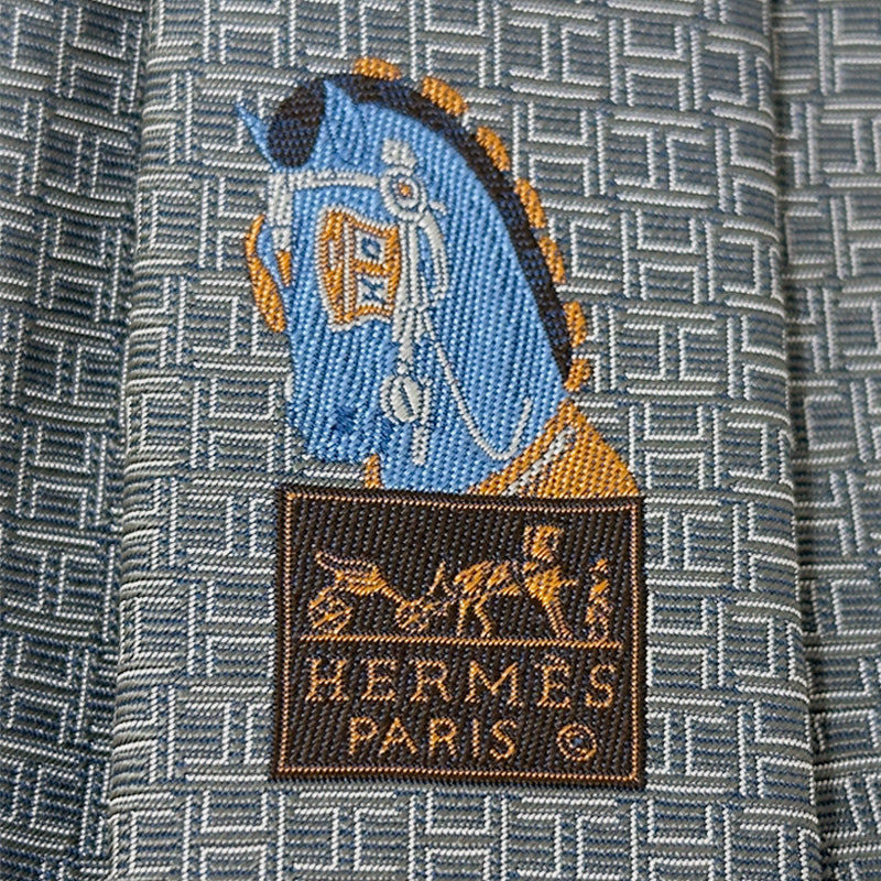 HERMES エルメス ネクタイ ブルー シルク メンズ スーツ ビジネス 【中古】