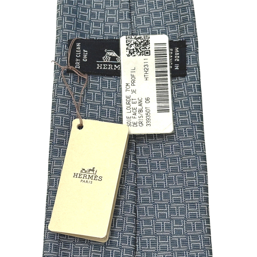 HERMES エルメス ネクタイ ブルー シルク メンズ スーツ ビジネス 【中古】