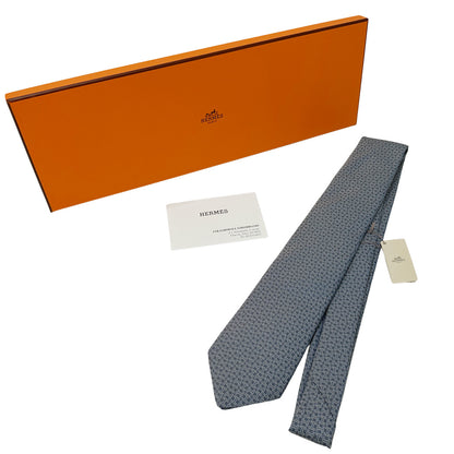 HERMES エルメス ネクタイ ブルー シルク メンズ スーツ ビジネス 【中古】