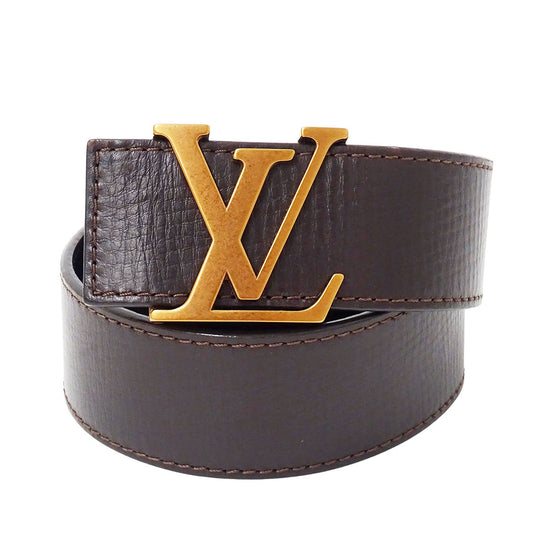 LOUIS VUITTON ルイ・ヴィトン サンチュール・LVイニシャル ベルト ユタ ダークブラウン M6902 メンズ 【中古】