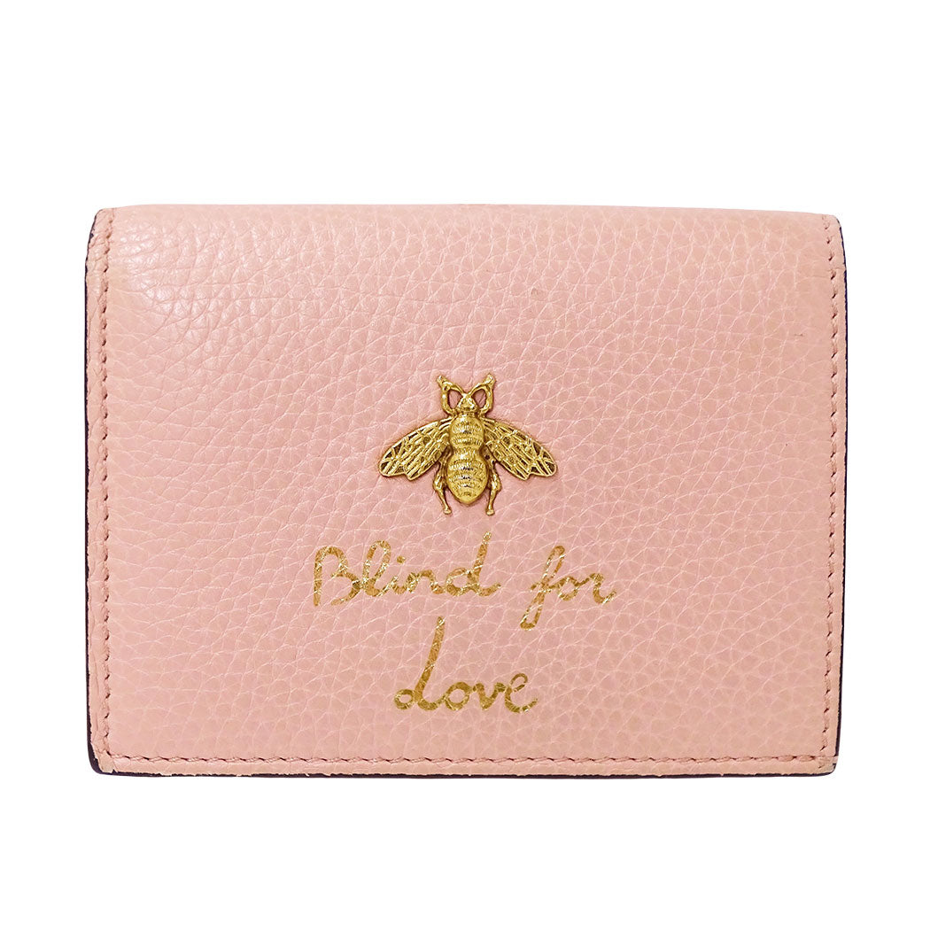 GUCCI グッチ 二つ折り財布 アニマリエ ピンク 460185 レザー レディース 【中古】