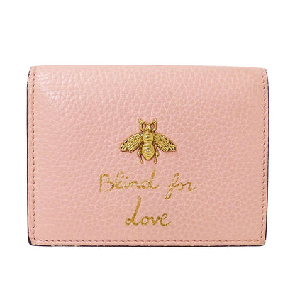 GUCCI グッチ 二つ折り財布 アニマリエ ピンク 460185 レザー レディース 【中古】