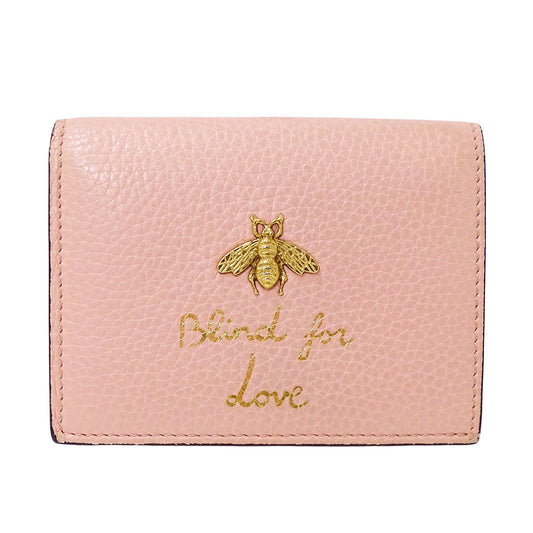 GUCCI グッチ 二つ折り財布 アニマリエ ピンク 460185 レザー レディース 【中古】