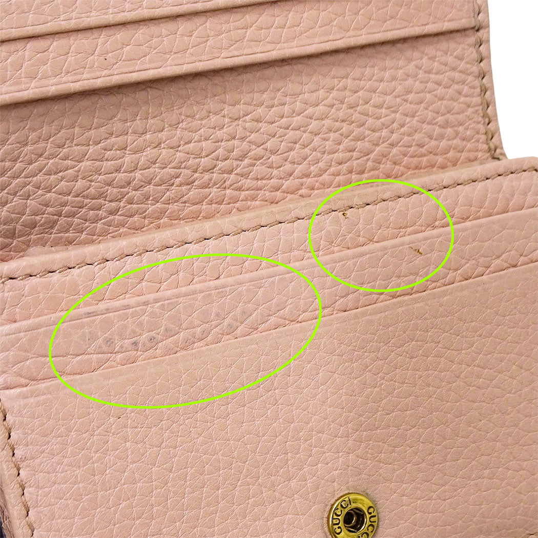 GUCCI グッチ 二つ折り財布 アニマリエ ピンク 460185 レザー レディース 【中古】