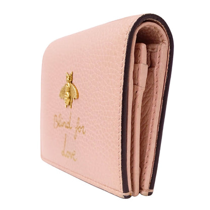 GUCCI グッチ 二つ折り財布 アニマリエ ピンク 460185 レザー レディース 【中古】
