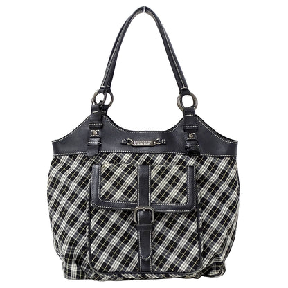 BURBERRY BLUE LABEL バーバリーブルーレーベル トートバッグ ブラック キャンバス レディース 【中古】