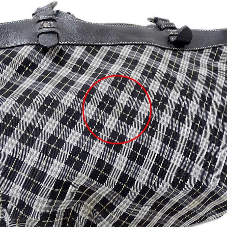 BURBERRY BLUE LABEL バーバリーブルーレーベル トートバッグ ブラック キャンバス レディース 【中古】