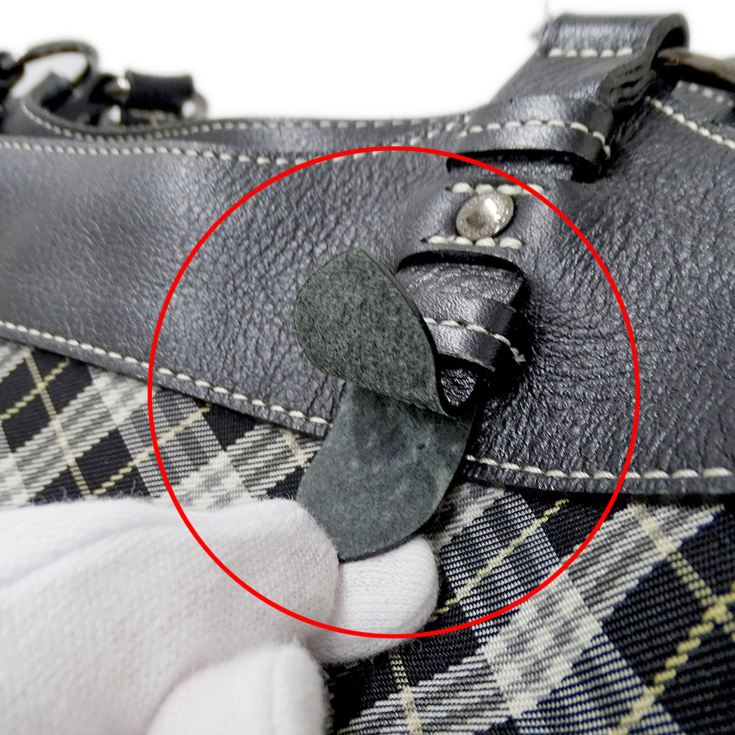 BURBERRY BLUE LABEL バーバリーブルーレーベル トートバッグ ブラック キャンバス レディース 【中古】