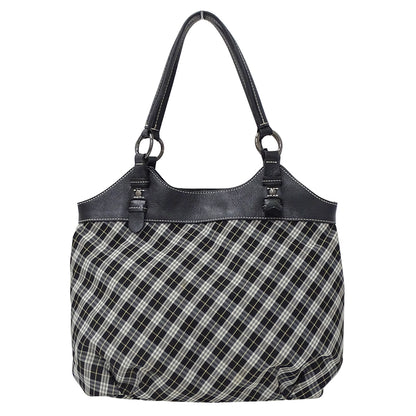 BURBERRY BLUE LABEL バーバリーブルーレーベル トートバッグ ブラック キャンバス レディース 【中古】