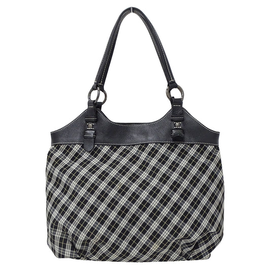 BURBERRY BLUE LABEL バーバリーブルーレーベル トートバッグ ブラック キャンバス レディース 【中古】