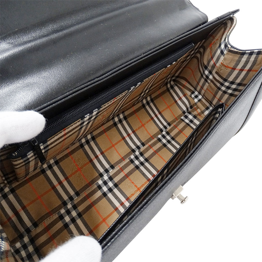 Burberrys バーバリーズ ハンドバッグ ブラック レザー レディース 【中古】