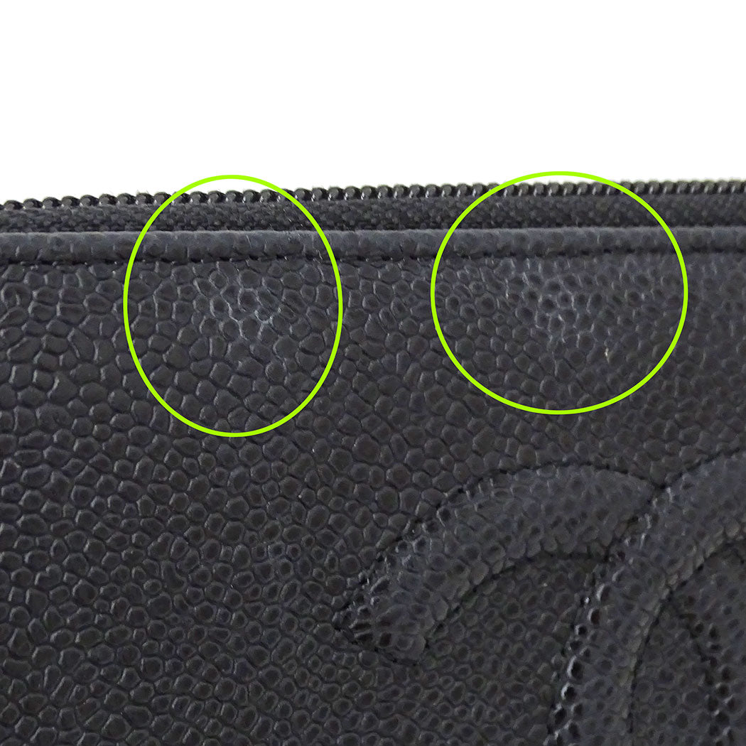 CHANEL シャネル 長財布 ブラック シルバー金具 キャビアスキン レディース 【中古】