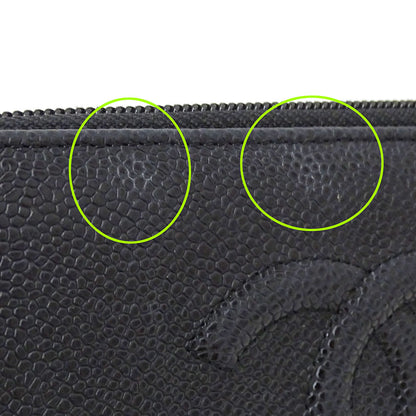 CHANEL シャネル 長財布 ブラック シルバー金具 キャビアスキン レディース 【中古】