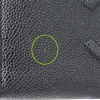 CHANEL シャネル 長財布 ブラック シルバー金具 キャビアスキン レディース 【中古】