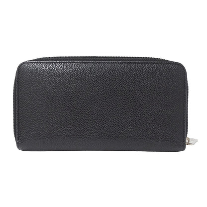 CHANEL シャネル 長財布 ブラック シルバー金具 キャビアスキン レディース 【中古】