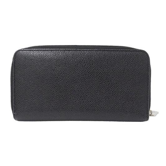 CHANEL シャネル 長財布 ブラック シルバー金具 キャビアスキン レディース 【中古】