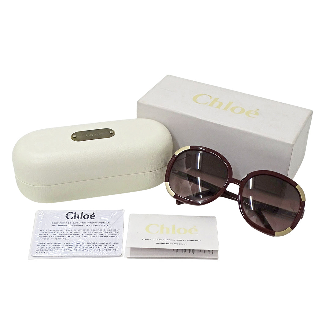 Chloe クロエ サングラス ボルドー CL2119 レディース 【中古】