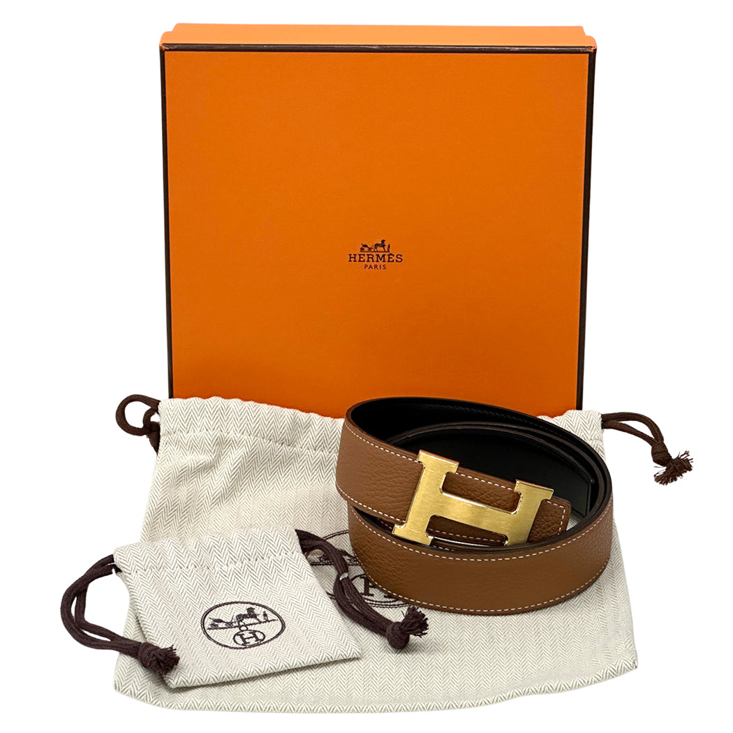 HERMES エルメス Hベルト ベルト コンスタンス ブラウン ブラック ゴールド金具 レディース メンズ 【中古】