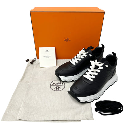 HERMES エルメス スニーカー インパルス シェーヌダンクル ブラック ホワイト レザー レディース メンズ 【中古】