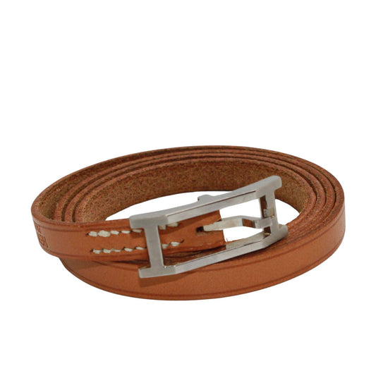 HERMES エルメス アピ3 ブレスレット レザー ブラウン シルバー金具 レディース 【中古】
