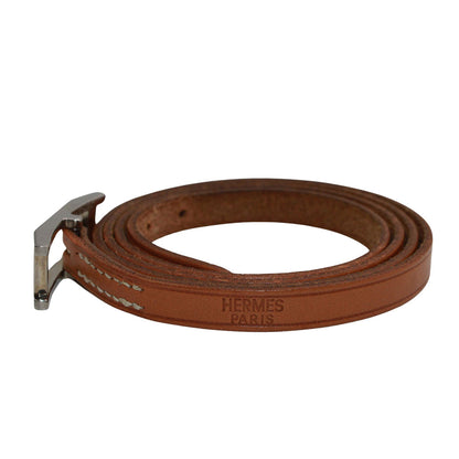 HERMES エルメス アピ3 ブレスレット レザー ブラウン シルバー金具 レディース 【中古】
