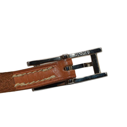 HERMES エルメス アピ3 ブレスレット レザー ブラウン シルバー金具 レディース 【中古】