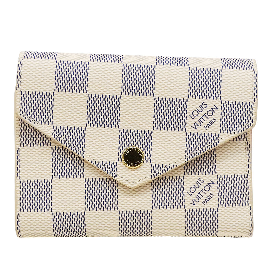 LOUIS VUITTON ルイ・ヴィトン ポルトフォイユ・ヴィクトリーヌ 三つ折り財布 ダミエ アズール アイボリー N64022 ダミエアズールキャンバス レディース 【中古】
