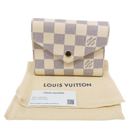 LOUIS VUITTON ルイ・ヴィトン ポルトフォイユ・ヴィクトリーヌ 三つ折り財布 ダミエ アズール アイボリー N64022 ダミエアズールキャンバス レディース 【中古】