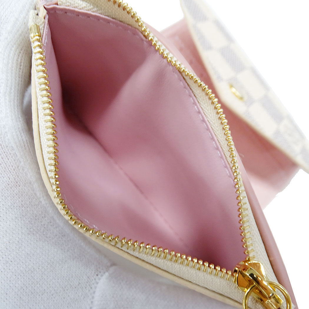 LOUIS VUITTON ルイ・ヴィトン ポルトフォイユ・ヴィクトリーヌ 三つ折り財布 ダミエ アズール アイボリー N64022 ダミエアズールキャンバス レディース 【中古】