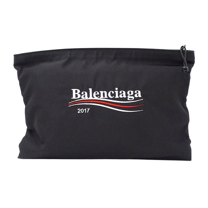 BALENCIAGA バレンシアガ キャンペーンロゴ クラッチバッグ セカンドバッグ ブラック 459745 ナイロン レディース メンズ 【中古】