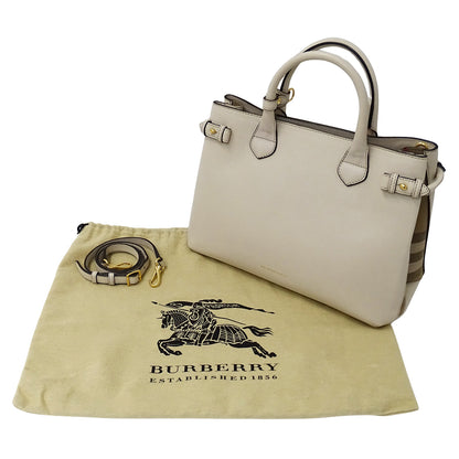 BURBERRY バーバリー 2wayバッグ ライトベージュ レザー レディース 【中古】