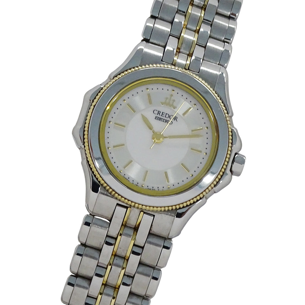 SEIKO セイコー クレドール シグノ 4J81-0A30 レディース 腕時計 クオーツ SS 18KTベゼル 磨き済み【中古】