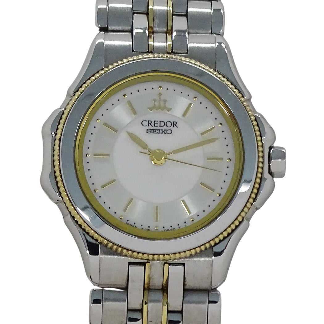 SEIKO セイコー クレドール シグノ 4J81-0A30 レディース 腕時計 クオーツ SS 18KTベゼル 磨き済み【中古】