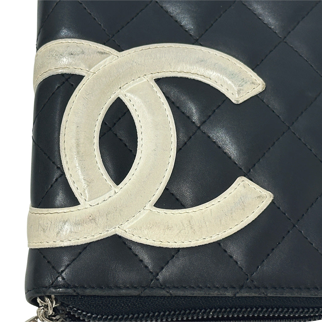 CHANEL シャネル 長財布 カンボン ブラック ピンク ラムスキン レディース 【中古】