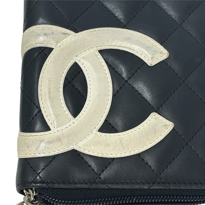 CHANEL シャネル 長財布 カンボン ブラック ピンク ラムスキン レディース 【中古】