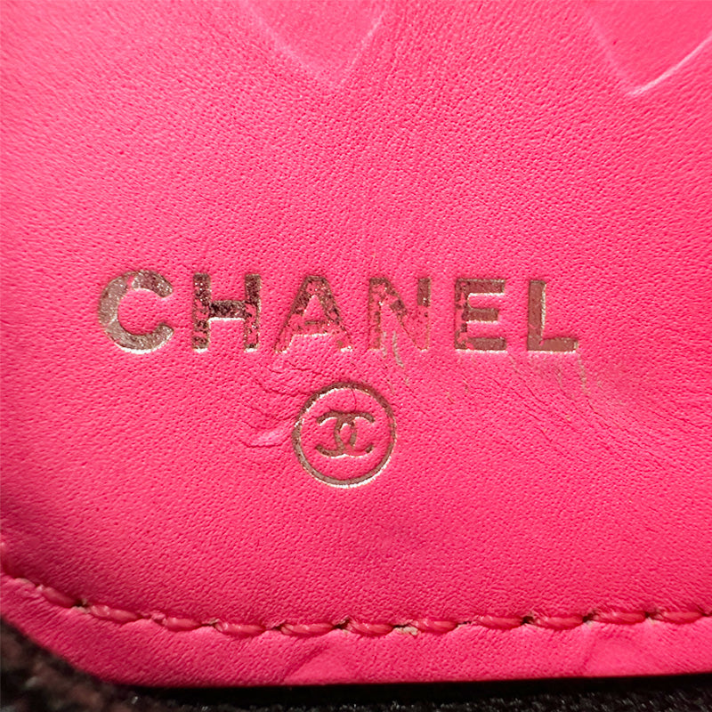 CHANEL シャネル 長財布 カンボン ブラック ピンク ラムスキン レディース 【中古】