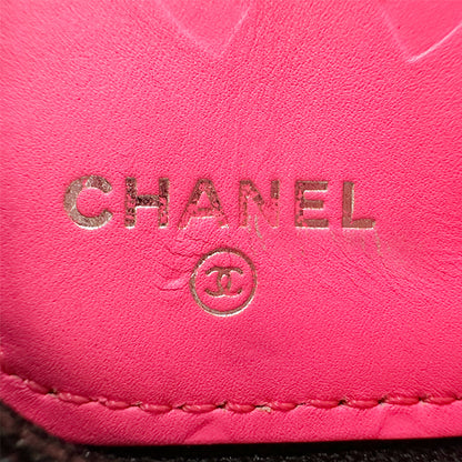CHANEL シャネル 長財布 カンボン ブラック ピンク ラムスキン レディース 【中古】