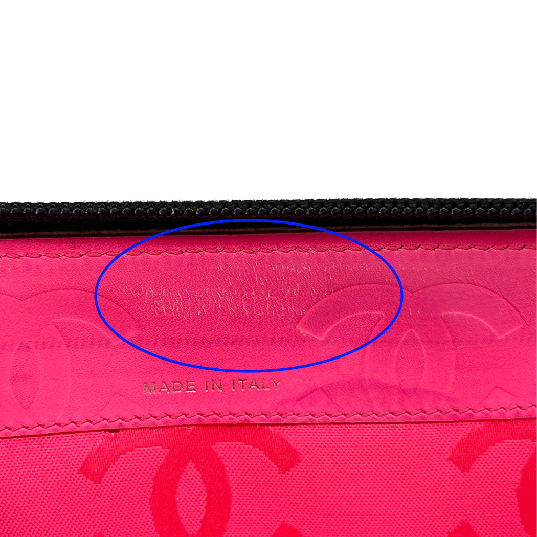 CHANEL シャネル 長財布 カンボン ブラック ピンク ラムスキン レディース 【中古】