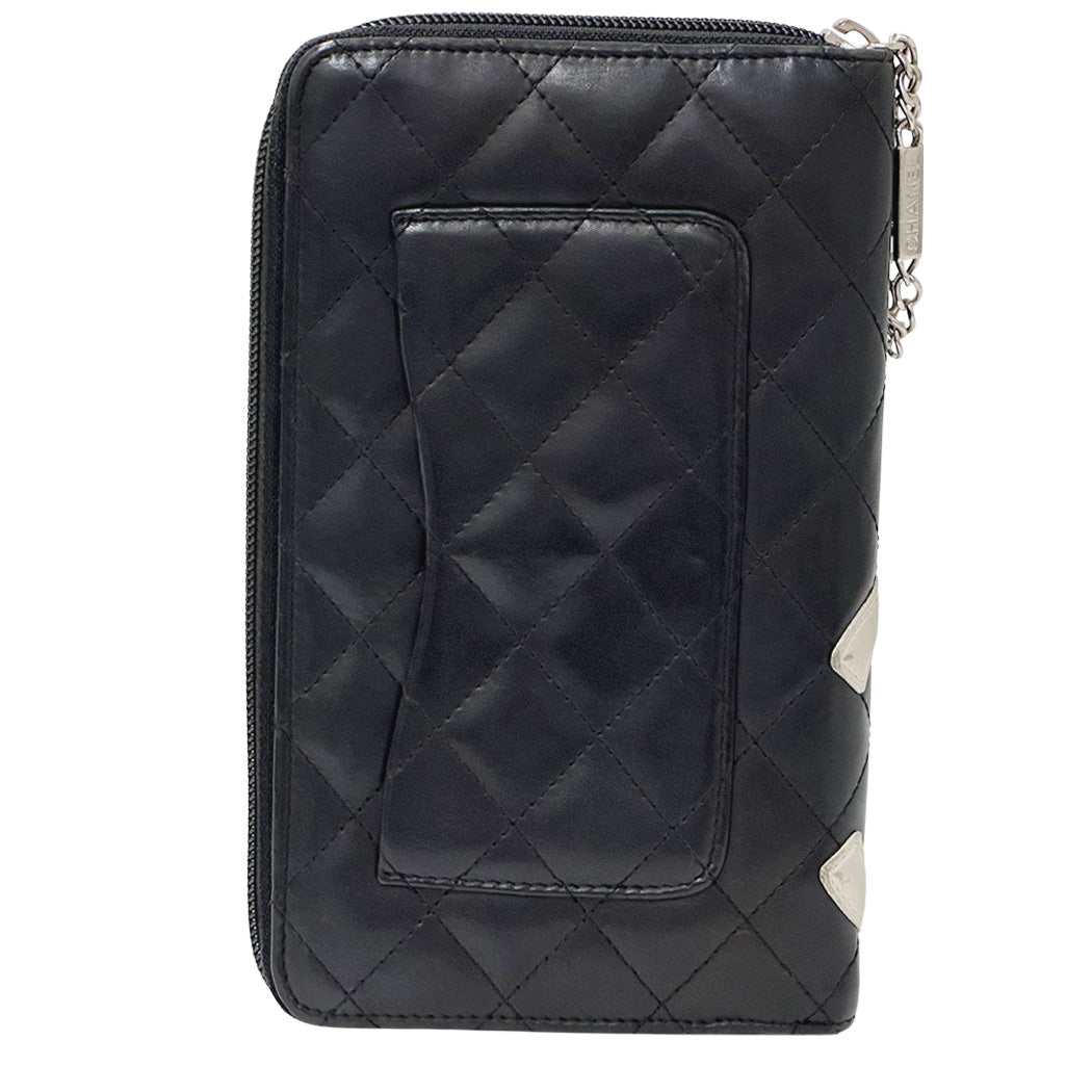 CHANEL シャネル 長財布 カンボン ブラック ピンク ラムスキン レディース 【中古】