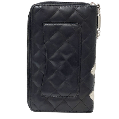 CHANEL シャネル 長財布 カンボン ブラック ピンク ラムスキン レディース 【中古】