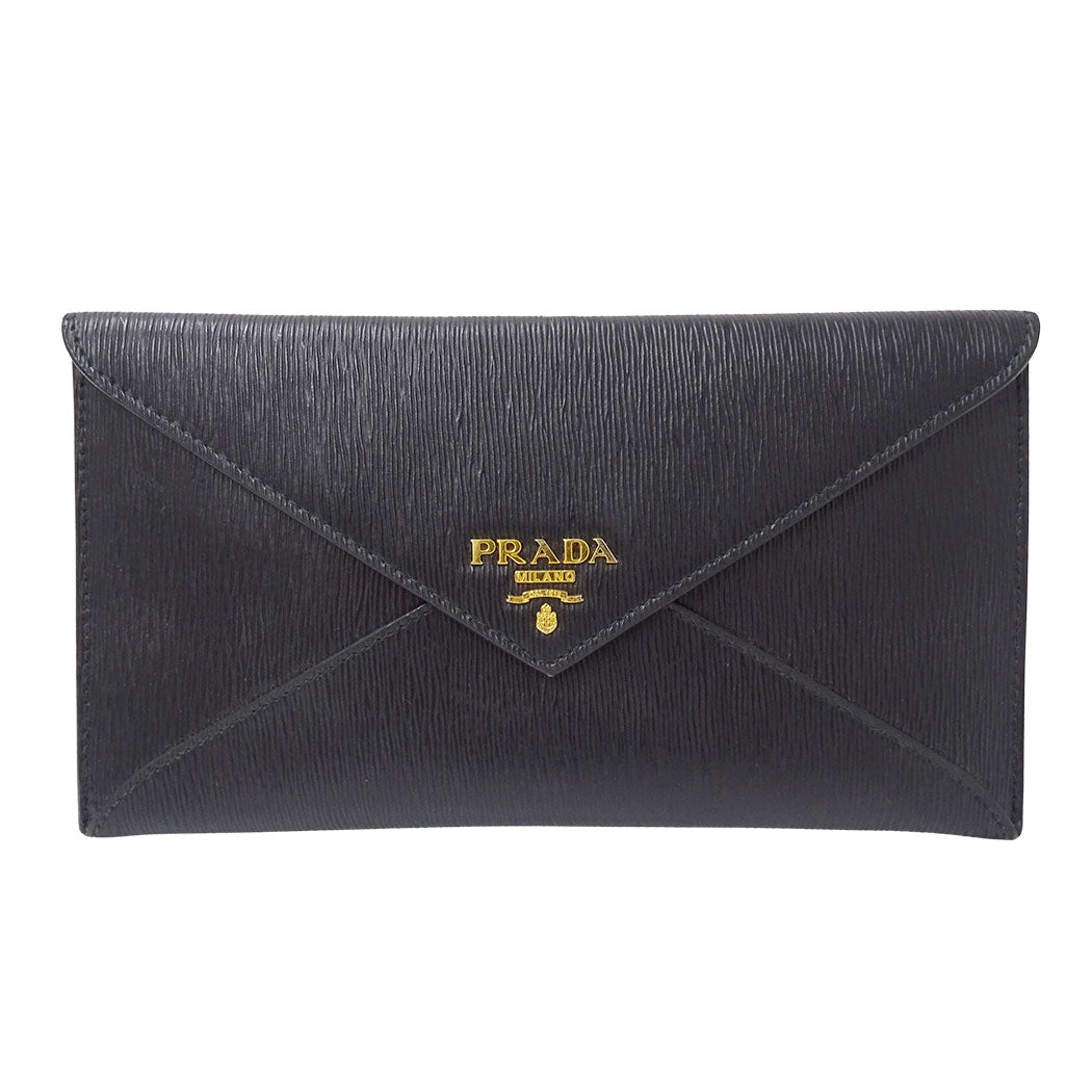 PRADA プラダ 長財布 ブラック 1MF175 レディース メンズ 【中古】