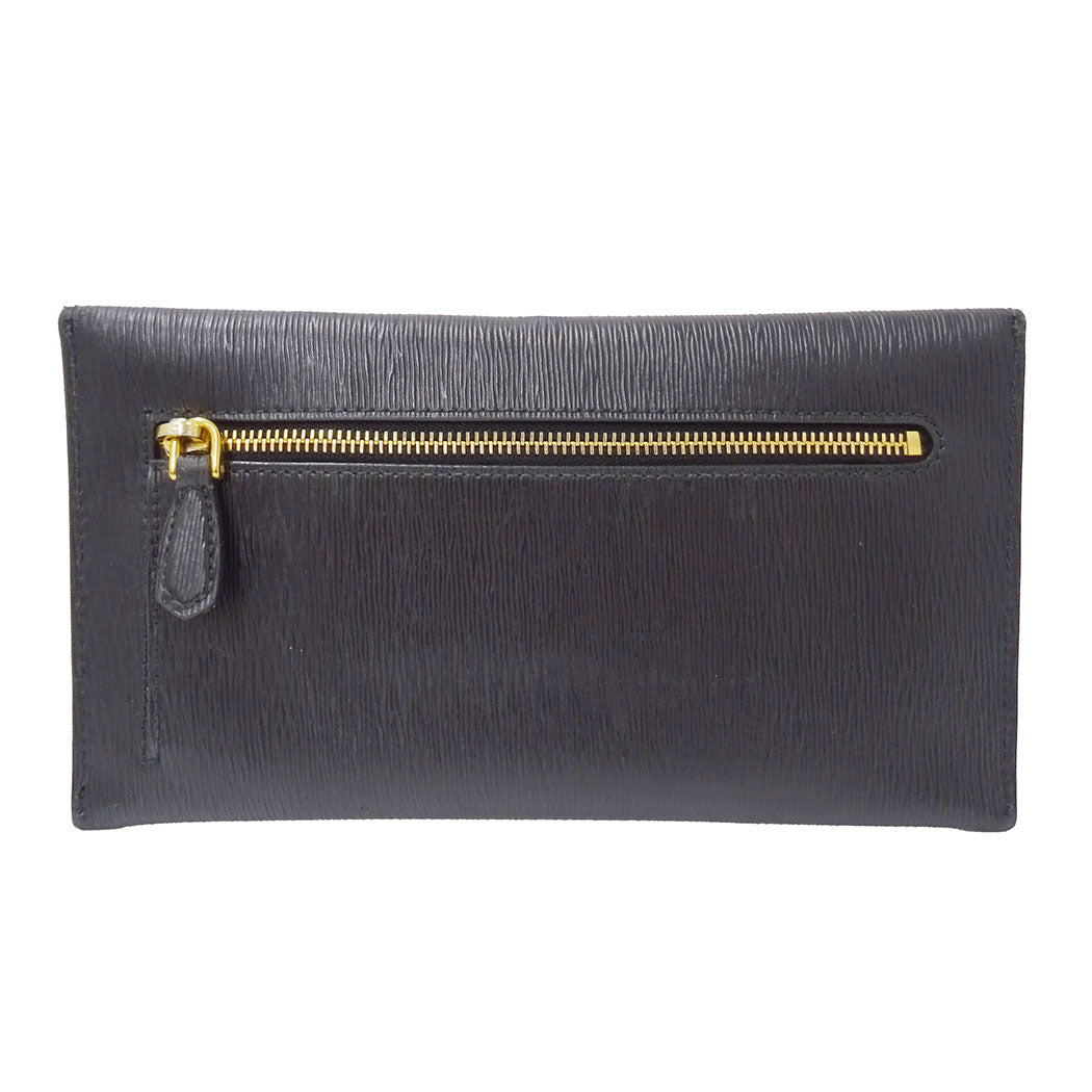 PRADA プラダ 長財布 ブラック 1MF175 レディース メンズ 【中古】